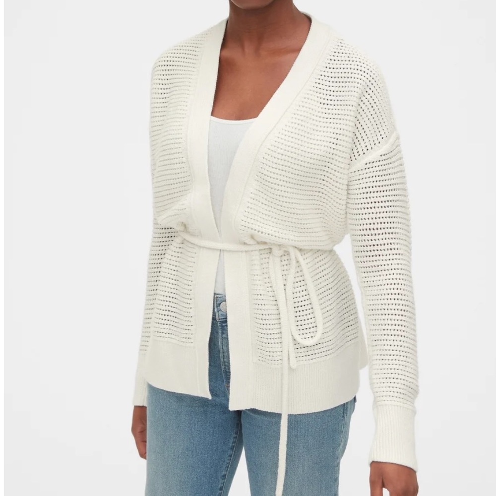 Gap Tie Front Cardigan Knit Milk Color Sz S NWT